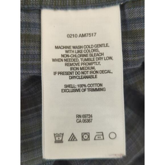 Columbia Green Blue Plaid Cotton Button Up Shirt Mens Medium Vintage Preppy - Picture 5 of 7